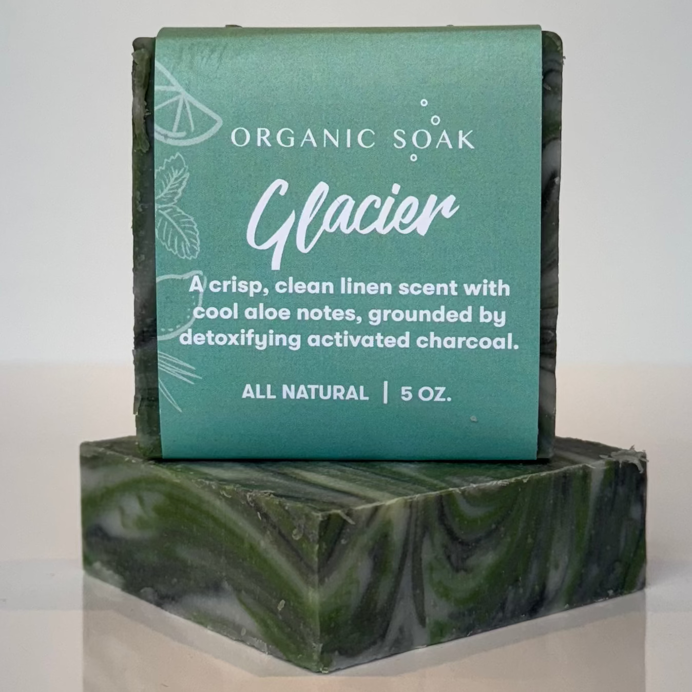 Green soap on white background