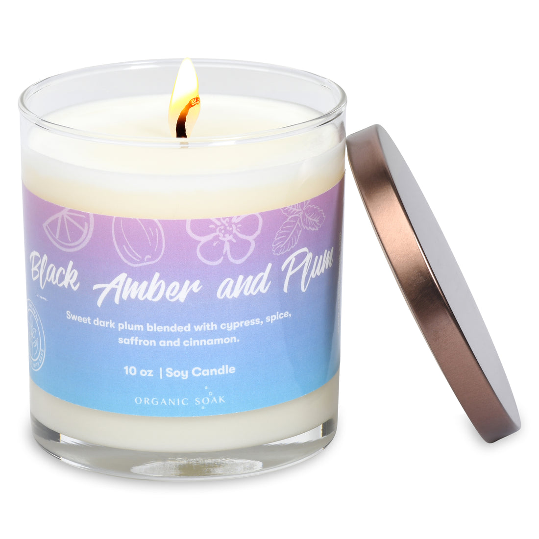 Black Amber &amp; Plum Scented Soy Candle