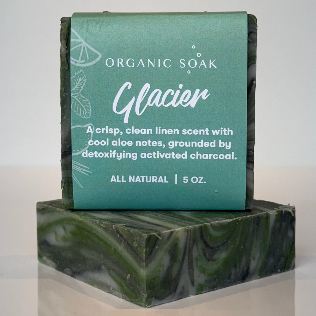 Green soap on white background