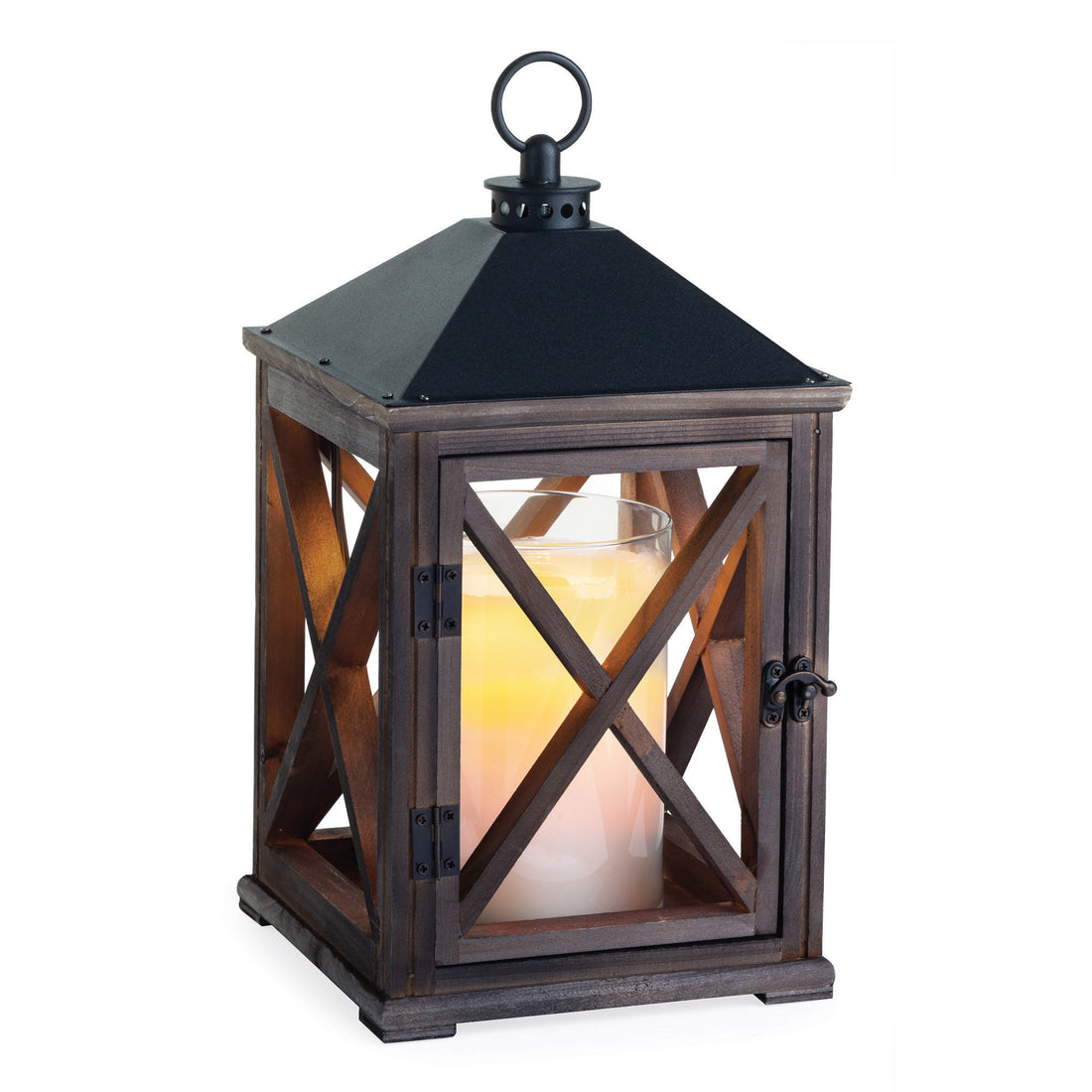 Wooden Candle Warmer Lantern Weathered Espresso
