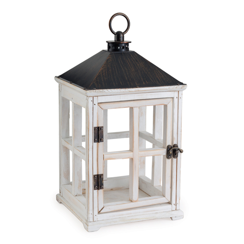 Wooden Candle Warmer Lantern Weathered White