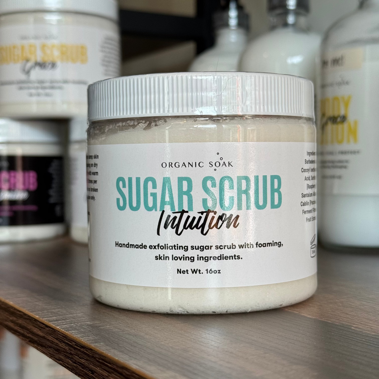 Jar of sugar scrub labeled &